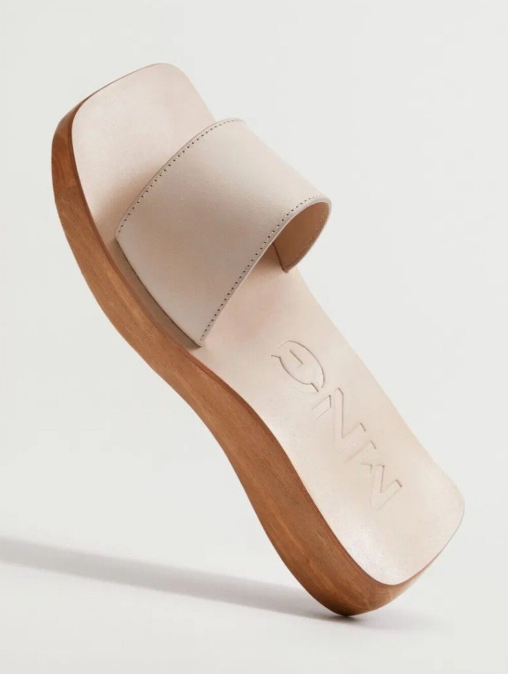 MNG Leather Wooden Heel Mules
